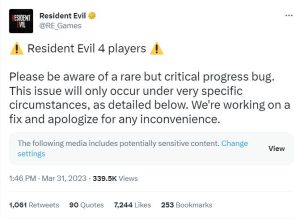 resident evil tweet